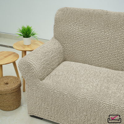 Чехол на 2хм диван Микрофибра Ваниль. Защита для мягкой мебели от животных.