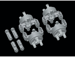 !АНАЛОГ!  Technic, Steering Axle with 2 Pin Holes, 2 Axle Holes and 2 Tow Ball Arms with Light Bluish Gray Wheel Hub(АНАЛОГ), Light Bluish Gray (46490c010)