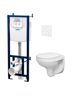 КОМПЛЕКТ SANTERI АЛЬФА комфорт подвесной унитаз + инсталляция + сиденье SC + панель белая