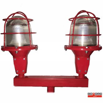 Сдвоенный Светодиодный заградительный огонь 2хСДЗО-05 35кд, тип «А-B», 220V AC, IP65. Б/Ц стекло