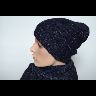 Синяя меланжевая шапка с пайетками Vizio Италия 6926 CL
