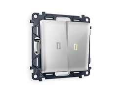 Выключатель 2-кл с подсветкой 3200K Серебро глянец - Ambrella Volt - ALFA