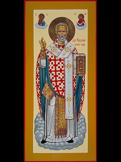 Николай Мирликийский, Чудотворец, Святитель. Рукописная мерная икона.
