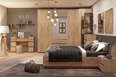 Композиция спальни NEO (НЕО) Дуб табачный Craft