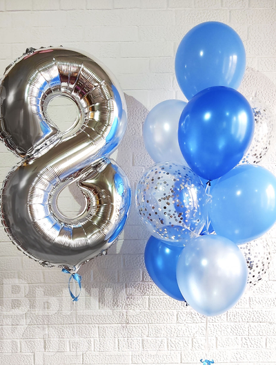 Сет "Небесное серебро" (10 шариков + 1 цифра)