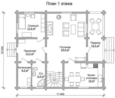 Дом из оцилиндрованного бревна ДБ-25, 228 м2