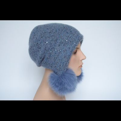 Шапка ушанка фиолетовая с помпонами Vizio Италия 8022