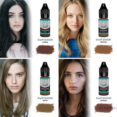 Минисет ПИГМЕНТЫ ДЛЯ БРОВЕЙ Draiff SEASON 4 шт. по 6 мл.
