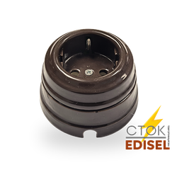 розетка керамическая двухкомпонентная коричневая