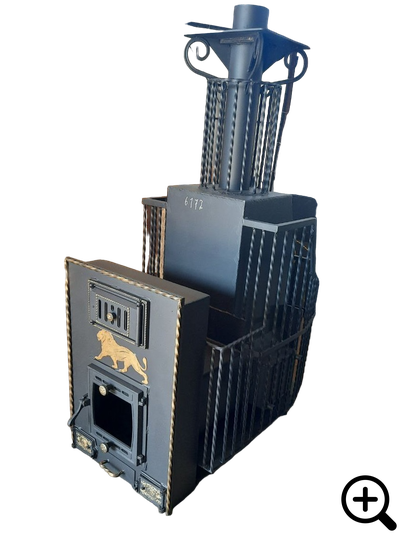 Дровяная банная печь АНГАРА-34, камин-конвектор, дверца со стеклом (Без бака)