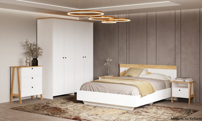 Теодора кровать 1,6м Белый/Дуб крафт (с основанием)