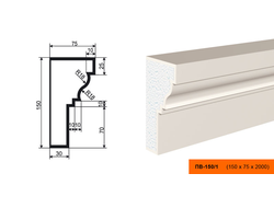 Фасадный подоконник из пенополистирола с покрытием LEPNINAPLAST (Лепнинапласт)  ПВ-150/1