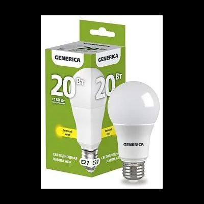 Лампа светодиодная груша E27 20Вт 230В теплый свет Generica