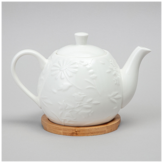 Чайник на дер.подставке "Цветочная история"  22,5*13*14 см 900 мл