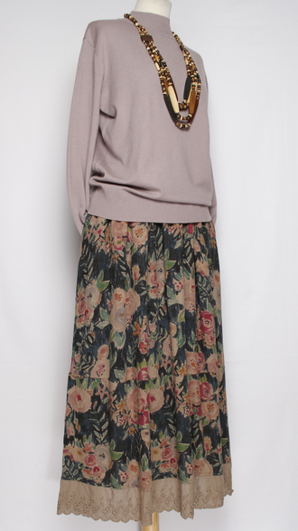 ЮБКА Бохо "Вареный хлопок кружево" синяя до р.52