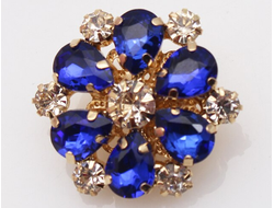 ПУГОВИЦЫ ДЕКОРАТИВНЫЕ СО СТРАЗАМИ, 25 мм. 50 шт. РК-00079. Цвет: Сапфир