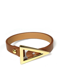 (АРТИКУЛ: 8584/44) БРАСЛЕТ ЖЕНСКИЙ, ЯРКО-КОРИЧНЕВАЯ КОЖА, МЕТАЛЛ "ЗОЛОТО"