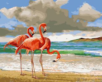 Картина по номерам 40х50 GX 29378 Фламинго на берегу