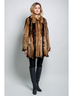 Норковая шуба пальто Лилия  натуральный мех,женская  зимняя, цвет коричневый деградэ арт. ц-018