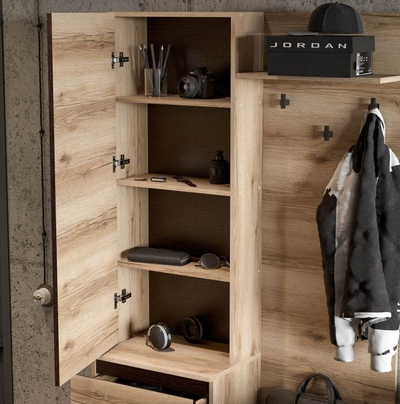 Берген вешалка с зеркалом прихожая Дуб делано/Венге