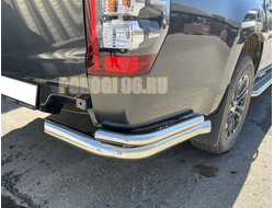 Защита заднего бампера угловая двойная d76/42 для Mitsubishi L200 (2019-...)