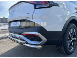 Защита заднего бампера двойная с перемычками d60/42 для Kia Sportage 5 2022- комплектация GT-Line (кроме комплектации Style и X-Line)