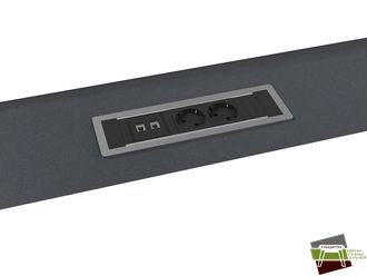 Центральная вставка стола переговора с блоком розеток BachMann 2*220+2*RG45. Т-113 1600*200*22 (Ш*Г*В)