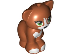 Cat, Friends / Elves, Sitting with Green Eyes, Black Nose and White Patches Pattern, Dark Orange (11602pb11 / 6373381)