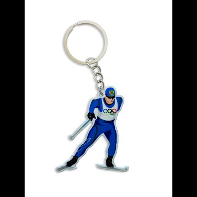 БРЕЛОК ЛЫЖИ (МЕТАЛЛИЧЕСКИЙ ПЛОСКИЙ ДВУСТОРОННИЙ)