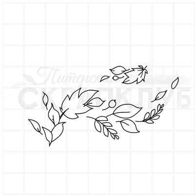 Штамп угловая композиция с листьями и подсолнухом