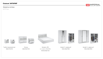 Шкаф Антария 3-х дверный Белый жемчуг/Ателье (с зеркалами)