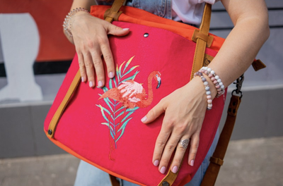 Сумка шоппер Ginger Bird Папайя-Гранат