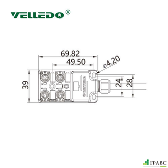 Распределительная коробка VELLEDQ M8-A3-4K3P-3.0PVC/GY размеры