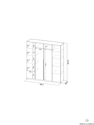 ШК 5 1600 шкаф четырехстворчатый распашной Белый текстурный