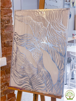 Зеркальная накладка "Волны" 50х70 см/серебро