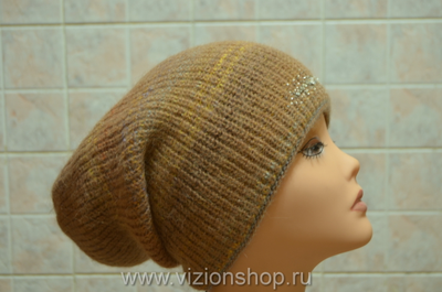 Двусторонняя шапка носок женская  Vizio Италия 5872 светло - коричневая