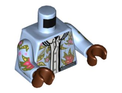 Torso Jacket, Floral Print over White Button Down Shirt Pattern / Bright Light Blue Arms with Floral Pattern / Reddish Brown Hands, Bright Light Blue (973pb4446c01 / 6353738)