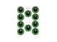 Глаза живые зеленые с лучиками, диаметр 13 мм, 1000 шт (Оптом)