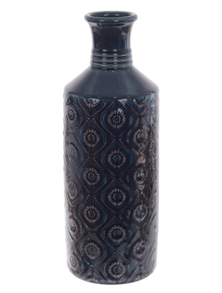 Ваза синяя с восточным орнаментом L11 W11 H32 см