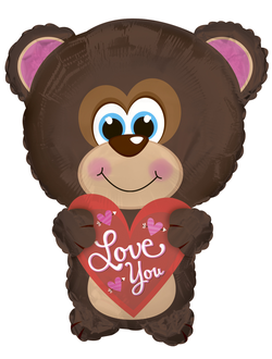 Шар 22''/56 см "Голубоглазый мишка с сердцем"