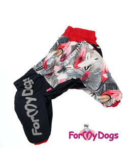 Комбинезон для крупной собаки Перышки серо-красный