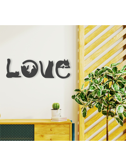 Деревянное настенное панно "Котики LOVE"