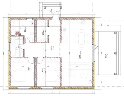 Одноэтажный дом с двумя спальнями 99.12м² и террасой 21м2 (S18)