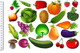 Фетр с рисунком "Овощи фрукты"