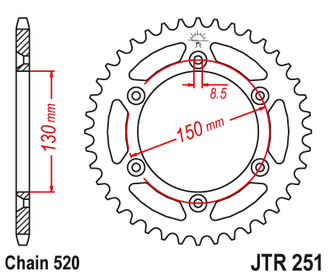 Звезда ведомая (42 зуб.) RK B4001-42 (Аналог: JTR251.42) для мотоциклов Yamaha