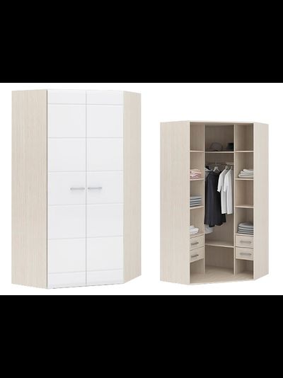 Симба шкаф угловой 2-х створчатый Белфорт/Белый глянец