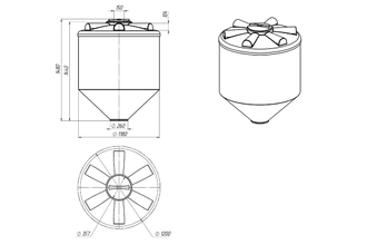 Емкость конусная 1000 литров