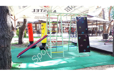 ДСК РАННЕГО РАЗВИТИЯ PLASTEP БОГАТЫРЬ 170 МЕТАЛЛ - цвет фисташковый, перекладины - цветные + НАДУВНАЯ ГРУША ABSOLUTECHAMPION 150  и 130 см