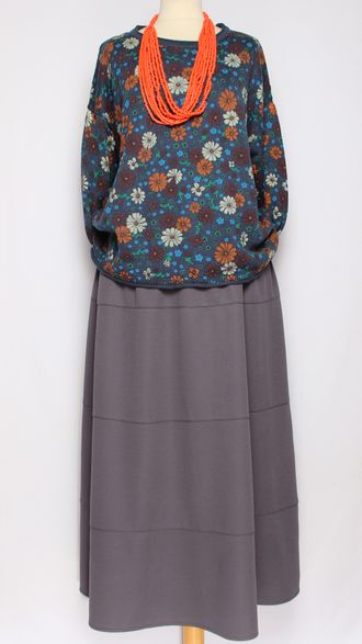 ДЖЕМПЕР ХЛОПОК "ПОЛЯНКА РОМАШКИ" синий до р.54