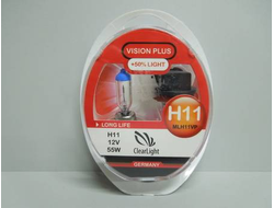 Лампа автомобильная галогенная Clearlight H11 Vision Plus +50% Light, 2 шт